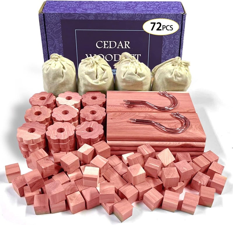 Cedar Space Cedar Blocks for Clothes Storage, 100% Aromatic Red Ceder Blocks, Cedar Planks, Cedar Accessories for Closets Storage, 72 Pcs - Image 1